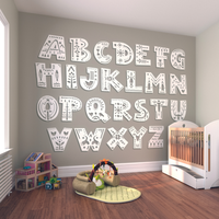 Alphabet Patterns Wall Mural - Natural / Large