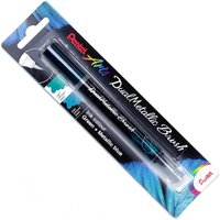 Pentel Arts - Dual Metallic Brush Pen - Metallic Ink - Single Pen - Green/Metallic Blue