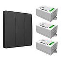 3 Gang Wireless Kinetic Switch (black body) 3 500W RF Receiver - Black