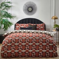 Avalon Geometric Duvet Cover Set - Brick / Single