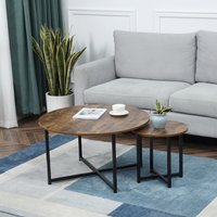 HOMCOM Set of 2 Nesting Coffee Table - Rustic Brown