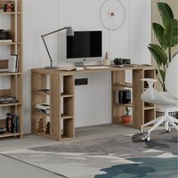 Colmar Modern Desk With Bookshelf Legs - Dark Oak Effect