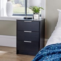 Home Source Phoenix 3 Drawer Bedside - Black