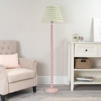 Bobbins Rose Floor Lamp with Fabric Pleated Shade - Pink