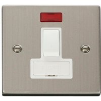 Stainless Steel 13A Fused Connection Unit Switched With Neon - White