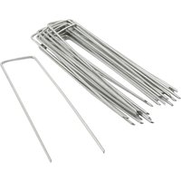 "Harbour Housewares 6'' U-Shaped Weed Membrane Pegs - Pack of 50" - Silver