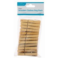 Wooden Clothes Pegs - 7.5cm - Natural / 24