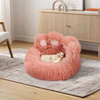 Soft Paws Shaped Plush Pet Bed - Pink / 70cm