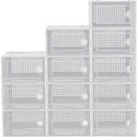 12x Stackable Shoe Storage Boxes White - White