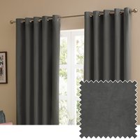 Set of 2 The Ultimate Velvet Room Darkening Eyelet Curtains - Charcoal / 183cm / 117cm