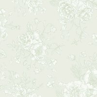 Romantic Roses Wallpaper in Sage - Neutral