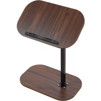 Height Adjustable C Shaped Side Table - Walnut Wood + Black