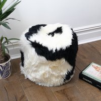 Black and White Filled Sheepskin Pouffe - Black and White