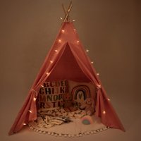 Pink Blush Teepee Stylish Kids Tent With Rug And Lights - Pink