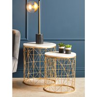 Avantis Set Of 2 Marble Top Round Side Tables - White