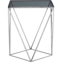 Shalimar Square Top and Quadrilateral Base Side Table - Silver