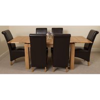 Richmond 140-220cm Oak Extending Dining Table + 6 Montana Leather Chairs - Brown