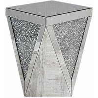 Diamond Shape Side Table Crushed Glass Mirrored Side Table - Silver