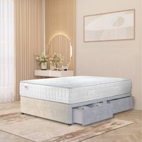 Plush Velvet Divan Bed with Memory Foam Pocket Spring Mattress - Silver / Super King / 2