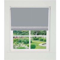 Straight Diamante Edge Border Blackout Roller Blind - Light Grey / 100cm