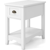 Retro Side Table Rectangular Nightstand - White