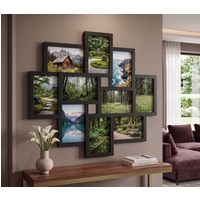 10 Aperture Family Collage Wall Hanging Photo Frame - Black