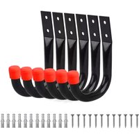 6Pack Heavy Duty Wall Mount Steel Utility Hooks Organizer - Black