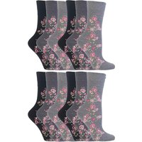 SOCKSHOP Gentle Grip Women's 12 Pairs Cotton Rich Everyday Comfort Socks in Grey | Size: 4-8