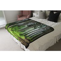 Beautiful Summer Forest With Different Trees Blanket - Green