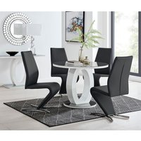 Giovani Round Grey Large 120cm Table 4 Willow Chairs Set - Black