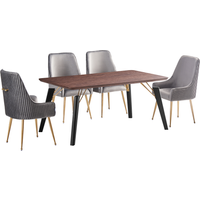 Soho Cosmo LUX Dining Set Includes a Table and 4 Velvet Chairs - Grey