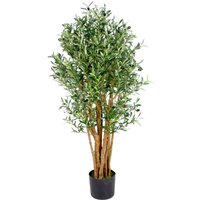 Leaf Design UK Realistic Artificial Olive Tree in Black Plastic Pot - Olive / 60cm