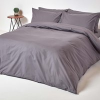 Egyptian Cotton Duvet Cover with Pillowcase - Dark Grey / Double