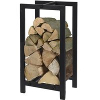 Rectangular Log Basket Indoor Outdoor Storage Black - Black