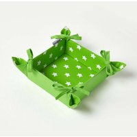 Green Stars Reversible Bread Basket - Green