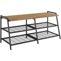 Home Source Daxton Mesh Hallway Console Shoe Storage Bench - Natural/Black