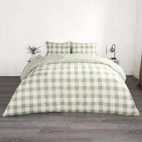 Gingham Duvet Cover Set - Green / Double