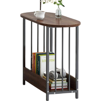 2 Tier Narrow Side Table Living Room Furniture - Brown / Brown