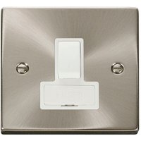 Satin Brushed Chrome 13A Fused Connection Unit Switched - White