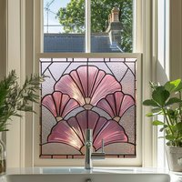 Afragola Art Deco Stained Glass Window Film - Pink / 95cm