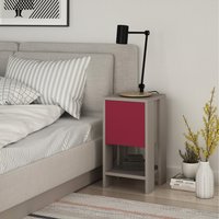 Ema Contemporary Bedside Table - Mocha Grey - Burgundy