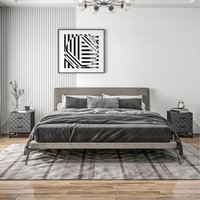 HOMCOM Bedside Table Side Table Set with Diamond patterned veneer - Grey