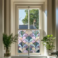 Alghero Art Deco Stained Glass Privacy Window Film - Blue / 50cm