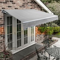 Manual Retractable Awning Adjustable Height Canopy 2.5m x 2m - Silver