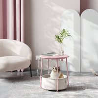 VASAGLE Charging Side Table with Basket - Pink