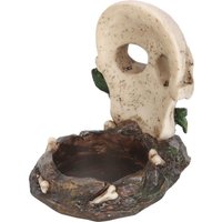 Skull Rose Tealight Holder For Halloween Decor - Red