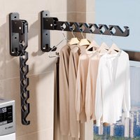 Lifeideas 2-Piece Wall Mounted Clothes Drying Hanger Set, Black - Black