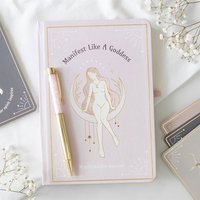 Goddess Manifestation Journal With Rose Quartz Pen - Purple