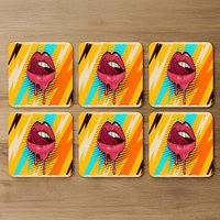 pop art retro vintage colorful background Designer Coaster Set - Yellow