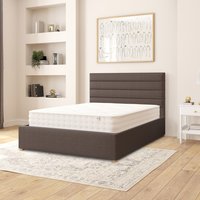 Kelly Fabric Ottoman Storage Bed, Saxon Twill Fabric - Charcoal / Double